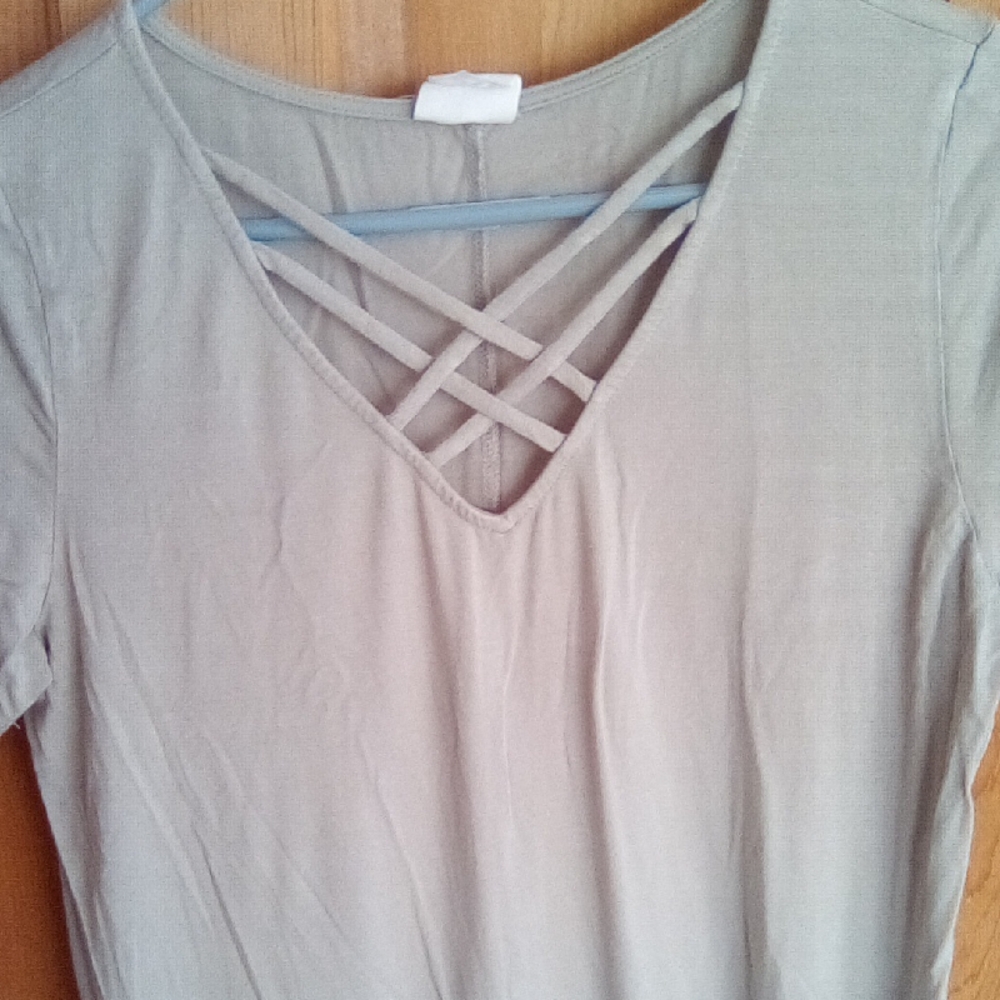 Elegant Short Sleeve Beige Top